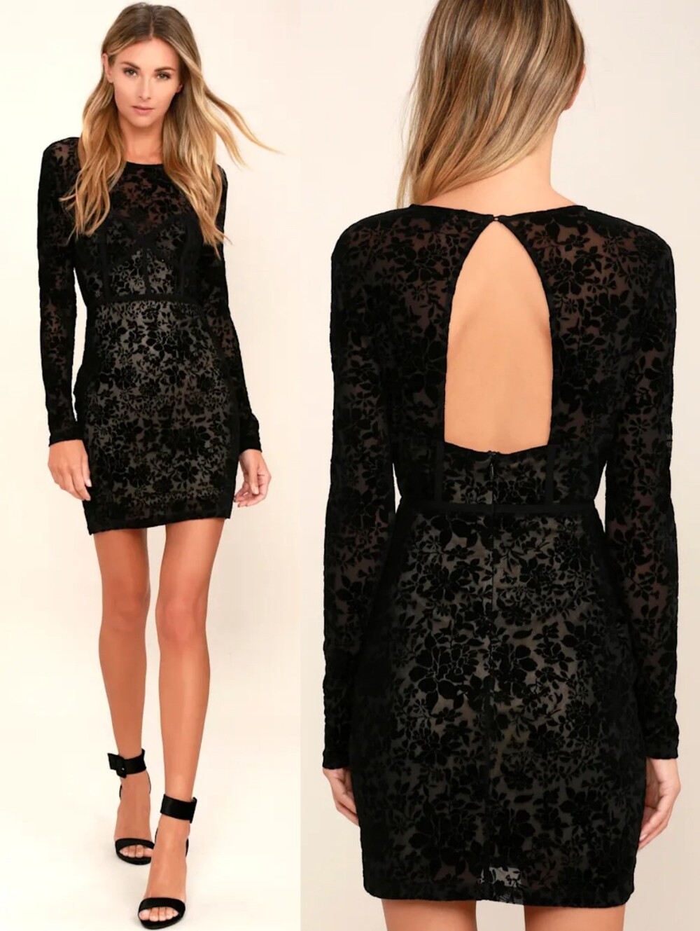 NWOT Lulus S Cor-Set to Go Black Burnout Velvet Print Mini Dress Dark Romantic